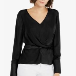 NWT INC International Concepts Twist Front Draped Gathered Top Black Size XXL